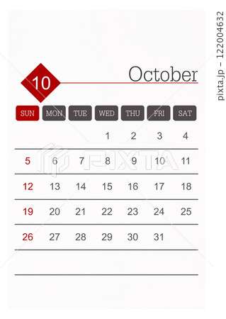 Calendar October 2025 flat style isolated on white background. Calendar October 2025 flat style isolated on white background. 122004632