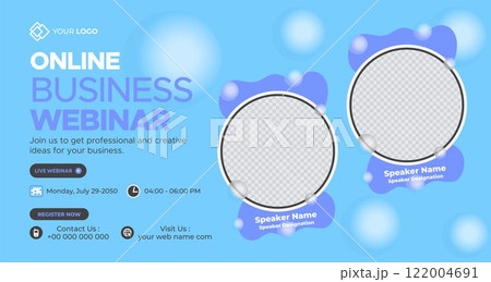 Online Live Corporate Business Webinar Web Banner. Annual Business Invitation Conference Template. Live Webinar learning, Course Announcement Poster Concept Social Media Post, and Banner Design 122004691