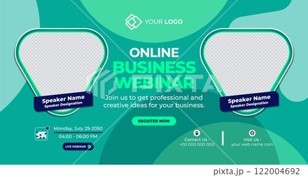 Online Live Corporate Business Webinar Web Banner. Annual Business Invitation Conference Template. Live Webinar learning, Course Announcement Poster Concept Social Media Post, and Banner Design 122004692