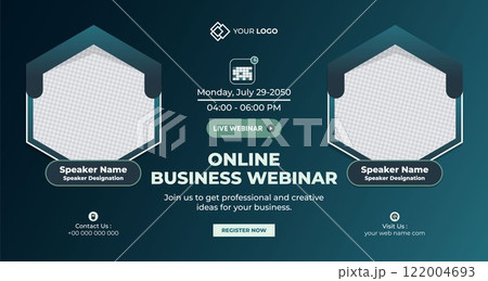Online Live Corporate Business Webinar Web Banner. Annual Business Invitation Conference Template. Live Webinar learning, Course Announcement Poster Concept Social Media Post, and Banner Design 122004693