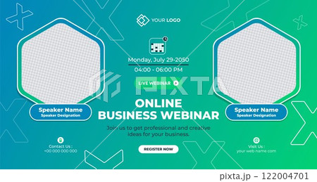 Online Live Corporate Business Webinar Web Banner. Annual Business Invitation Conference Template. Live Webinar learning, Course Announcement Poster Concept Social Media Post, and Banner Design 122004701