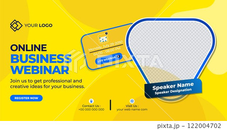 Online Live Corporate Business Webinar Web Banner. Annual Business Invitation Conference Template. Live Webinar learning, Course Announcement Poster Concept Social Media Post, and Banner Design 122004702