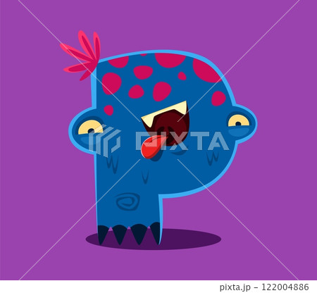 Halloween font letter P spooky monster character. Spooky fantasy monster personage ABC font letter, bizarre horror animal vector typeset symbol or crazy alien beast English alphabet element 122004886