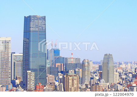 東京都港区、東京の町並みと麻布台ヒルズ森JPタワーの風景 122004970