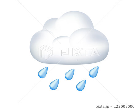 Blue raindrops falling from white cloud icon 122005000