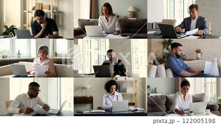 Collage of diverse people busy with work and household chores 122005198
