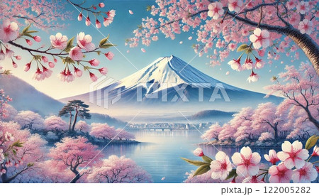 富士山・桜・湖 122005282
