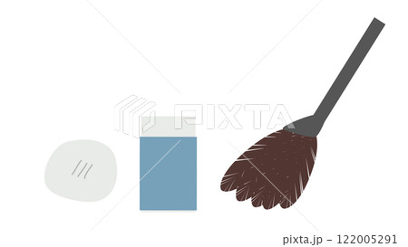 漫画画材の羽ぼうきと消しゴムと練り消しのイラスト素材 漫画画材の羽ぼうきと消しゴムと練り消しのイラスト素材 122005291