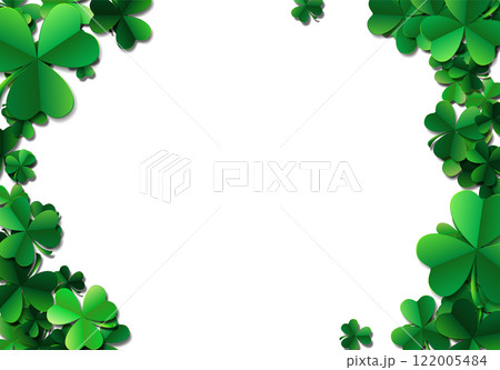 Saint Patricks day background with sprayed green clover leaves o Saint Patricks day background with sprayed green clover leaves o 122005484