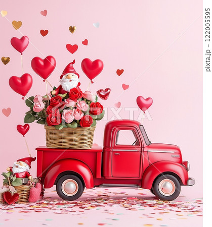 バレンタインデーのモチーフとコピースペース 122005595