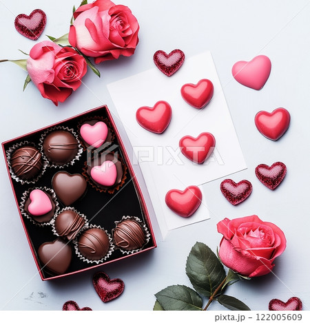 バレンタインデーのモチーフとコピースペース バレンタインデーのモチーフとコピースペース 122005609
