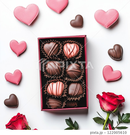バレンタインデーのモチーフとコピースペース 122005610