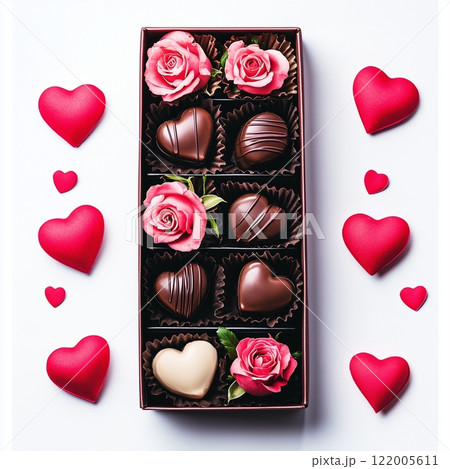 バレンタインデーのモチーフとコピースペース 122005611