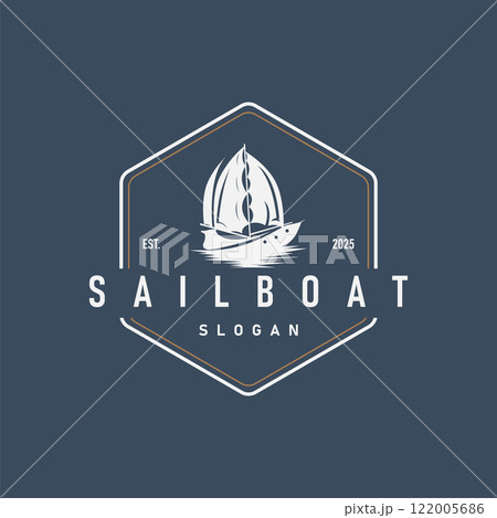 Sailboat Logo Design, Fishing Boat Illustration, Fishing Boat Company Brand Vector Icon, Boat Shop Design, Fish Shop, Transportation 122005686