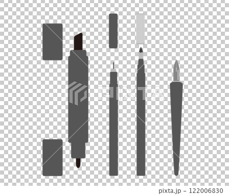 漫画のペン入れに使う画材の種類を描いたイラスト素材です。 122006830