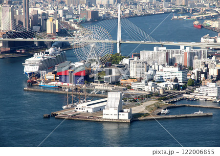 大阪府咲州庁舎の展望台から見た大阪港海遊館方面 大阪府咲州庁舎の展望台から見た大阪港海遊館方面 122006855