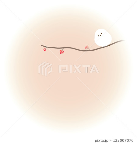 ナナカマドの枝にとまっているシマエナガのかわいいフレーム背景 ナナカマドの枝にとまっているシマエナガのかわいいフレーム背景 122007076