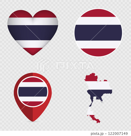 Thailand Flag Icons Pack. Vector illustration. 122007149
