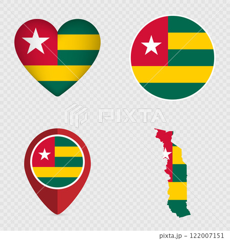 Togo Flag Icons Pack. Vector illustration. 122007151