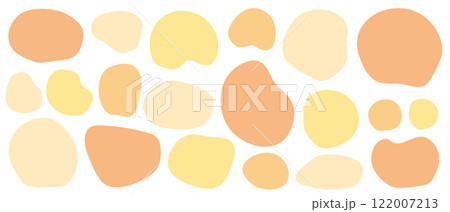 液体シェイプ　オレンジ　黄色　セット　抽象的な形　丸	 122007213