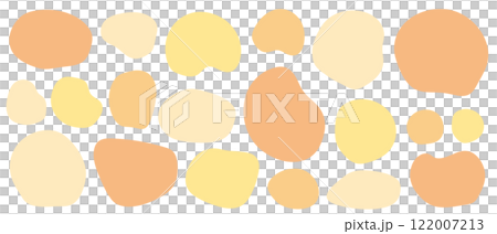 液体シェイプ　オレンジ　黄色　セット　抽象的な形　丸	 122007213