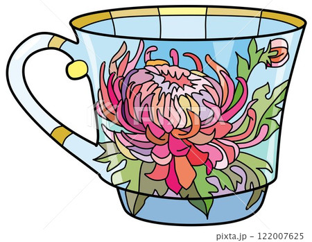 Decorative Vintage Teacup Hand Drawn Illustration Decorative Vintage Teacup Hand Drawn Illustration 122007625