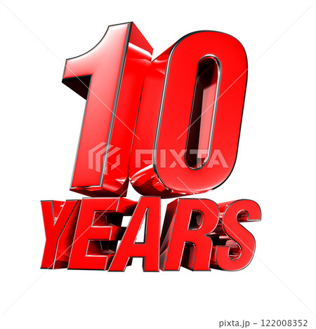 Red 10 years 3d illustration. Red 10 years 3d illustration. 122008352
