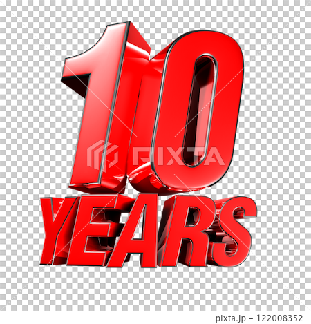 Red 10 years 3d illustration. Red 10 years 3d illustration. 122008352