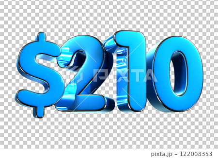 210 dollers blue 3d illustration. 122008353
