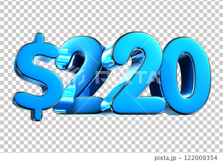220 dollers blue 3d illustration. 122008354