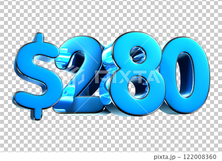 280 dollers blue 3d illustration. 280 dollers blue 3d illustration. 122008360