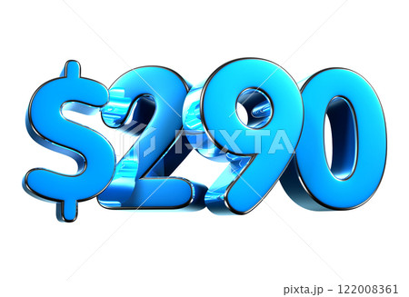 290 dollers blue 3d illustration. 122008361