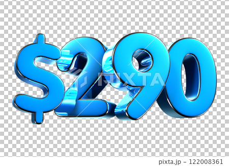 290 dollers blue 3d illustration. 122008361
