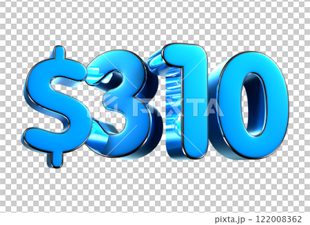 310 dollers blue 3d illustration. 122008362