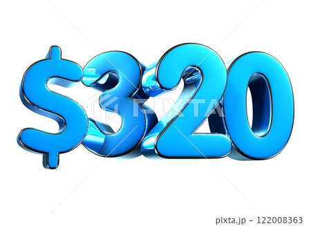 320 dollers blue 3d illustration. 122008363