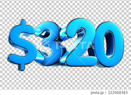 320 dollers blue 3d illustration. 122008363