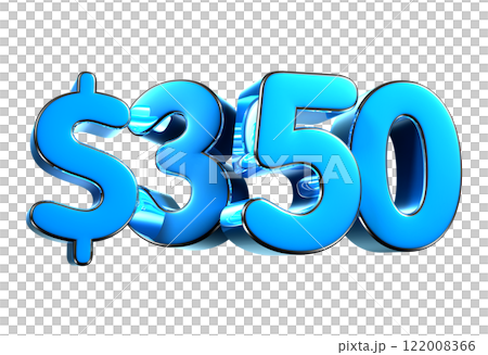 350 dollers blue 3d illustration. 122008366