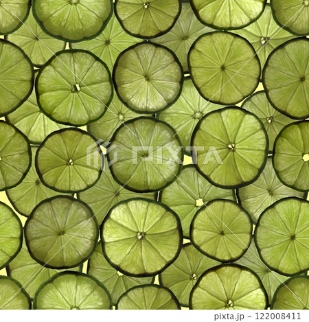 Seamless wallpaper with green lime slices. A repeating endless pattern. Seamless wallpaper with green lime slices. A repeating endless pattern. 122008411