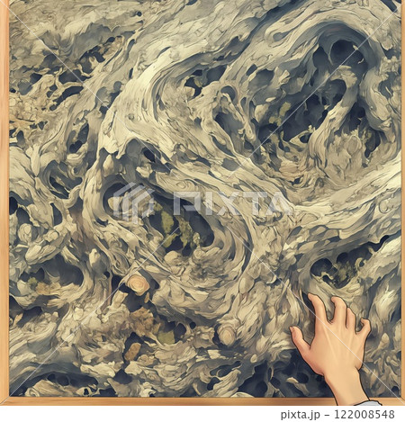 hand gently tracing intricate swirls of weathered wood texture framed in warm light calm contemplative feeling copyspace concept design decor interior hand gently tracing intricate swirls of weathered wood texture framed in warm light calm contemplative feeling copyspace concept design decor interior 122008548