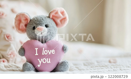 cute stuffed mouse with i love you heart pillow 122008729