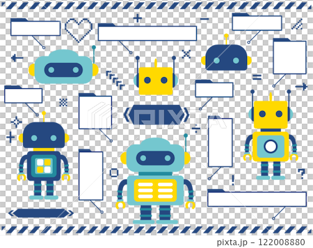 かわいいロボットと吹き出しのセット 122008880