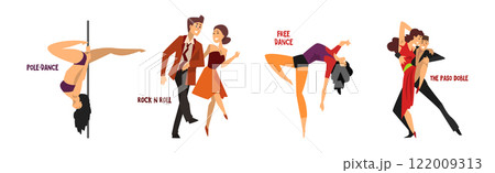 Dancing People Character Performing Different Dance Vector Set Dancing People Character Performing Different Dance Vector Set 122009313