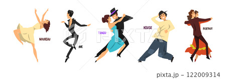 Dancing People Character Performing Different Dance Vector Set 122009314