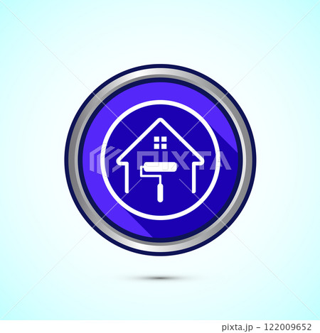 Home painting icon design illustration. House painting sign symbol for apps and websites. Button design 122009652