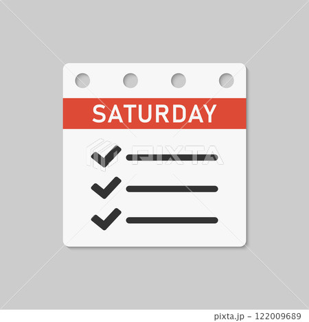 Page calendar day Saturday, to-do list, checklist 122009689