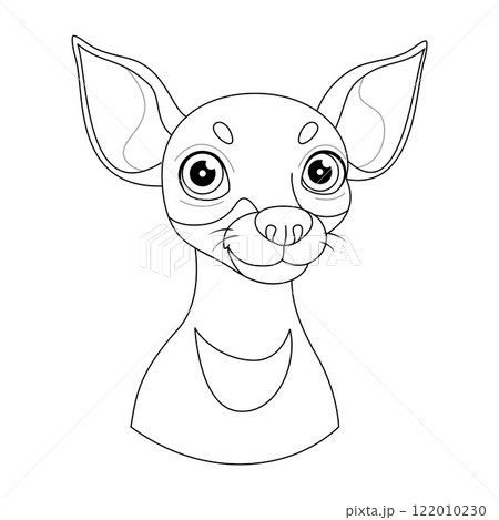 Cute Chiweenie dog doodle portrait line art style coloring page 122010230