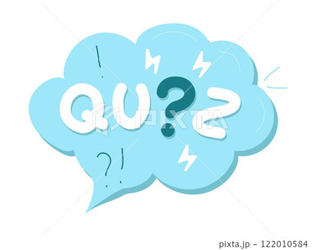 Quiz time label featuring a question mark, Quiz time label featuring a question mark, 122010584