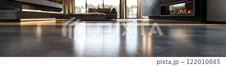 Polished floor texture, contemporary design, subtle color shifts and texture details, gentle ambient light. 122010885