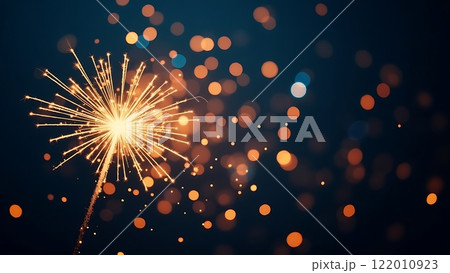 Golden Firework Sparkles with Bokeh Background Golden Firework Sparkles with Bokeh Background 122010923