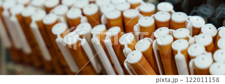 Colorful collection of pens in a vibrant stationery store display Colorful collection of pens in a vibrant stationery store display 122011158